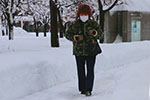 札幌の冬、雪スマホ